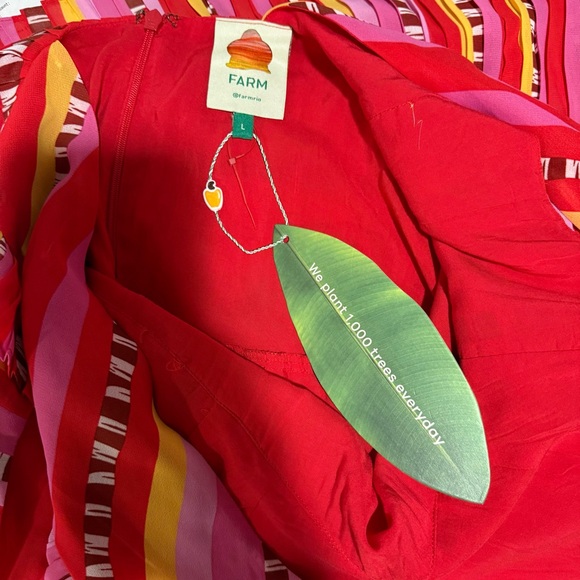 Farm Rio Lucy Stripes Pleated Midi Dress Size Large 291081 - Picture 11 of 12